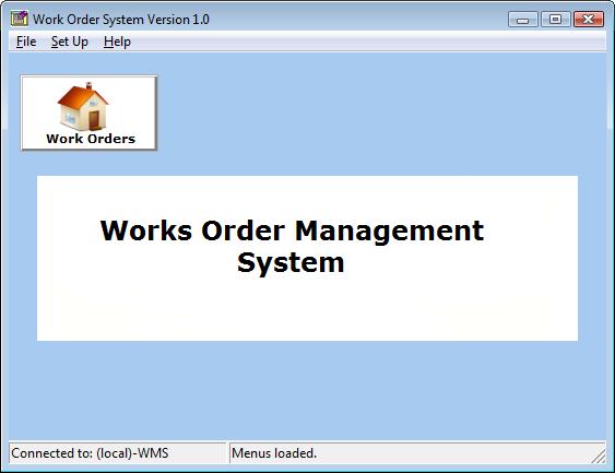 Work Order Front Screen Work Order Front Screen